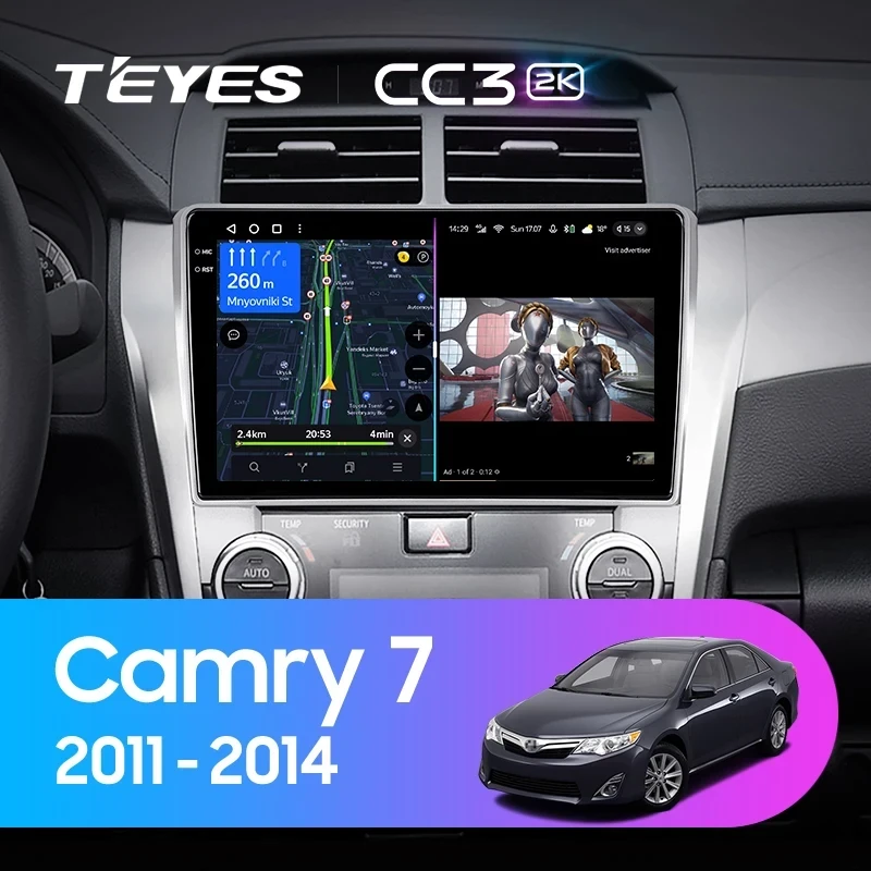 Штатная магнитола Teyes CC3 2K 6/128 Toyota Camry 7 XV 50 55 (2011-2014) F4