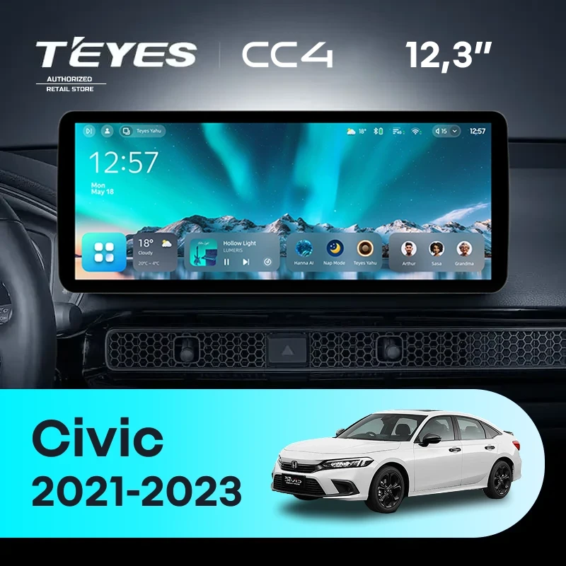 Штатная магнитола Teyes CC4 12.3" 6/64 Honda Civic FE FL (2021-2023)