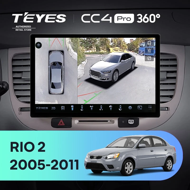 Штатная магнитола Teyes CC4 Pro 360 8/128 Kia Rio 2 (2005-2011) F1 (13")