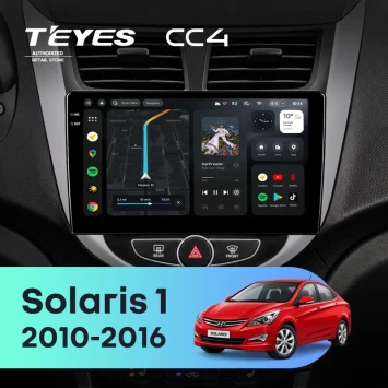 Штатная магнитола Teyes CC4 8/128 Hyundai Solaris 1 (2010-2016) F4 (черно-серый)