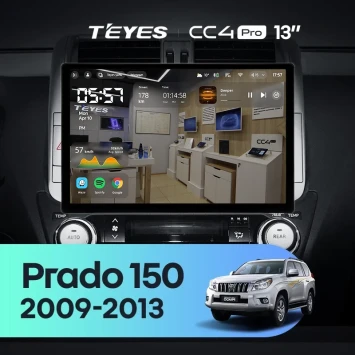 Штатная магнитола Teyes CC4 Pro 12/256 Toyota Land Cruiser Prado 150 (2009-2013) F1 Тип-C (13")