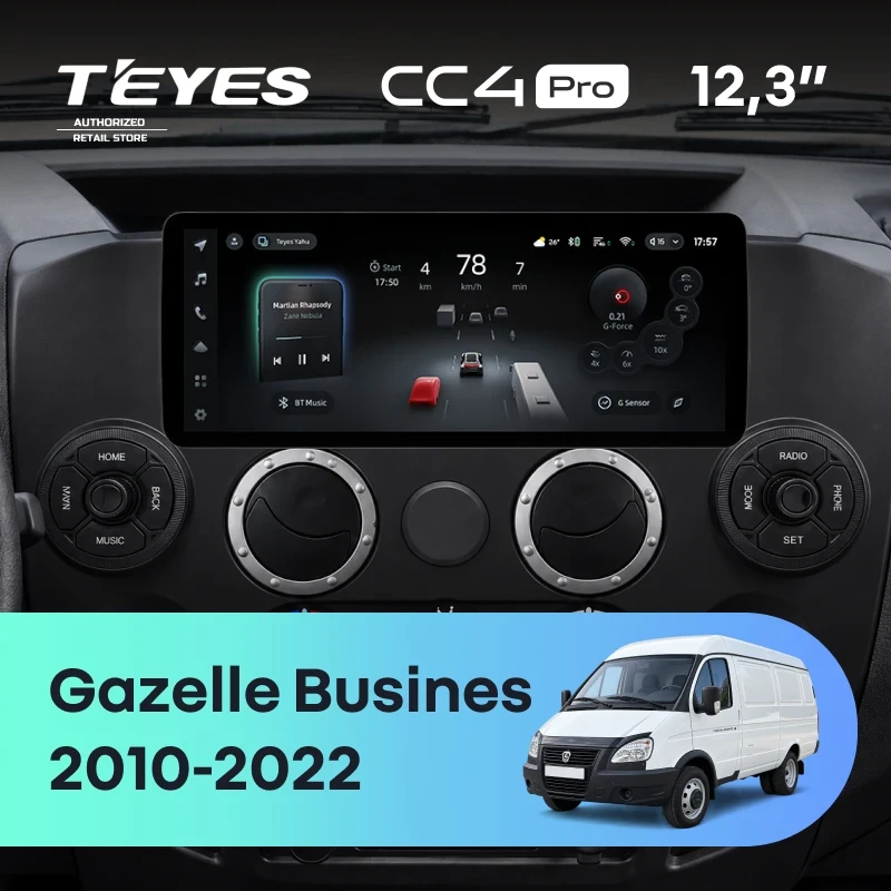 Штатная магнитола Teyes CC4 Pro 12.3" 12/256 GAZ Gazelle Busines (2010-2022) (авто с клим., с RGB деф.)