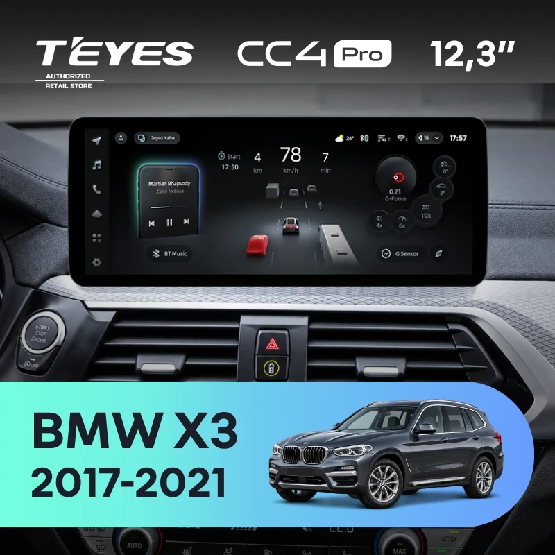 Штатная магнитола Teyes CC4 Pro 12.3" 12/256 BMW X3 (G01) (2017-2021) (NBT, EVO)