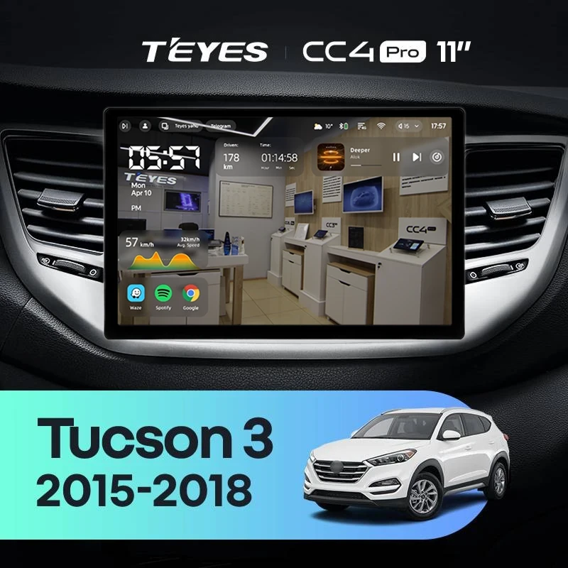 Штатная магнитола Teyes CC4 Pro 12/256 Hyundai Tucson 3 (2015-2018) Тип-B (11")