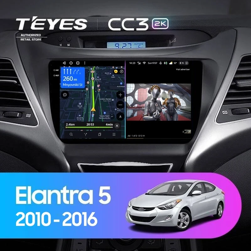 Штатная магнитола Teyes CC3 2K 4/64 Hyundai Elantra 5 JK GD MD UD (2010-2016) F2