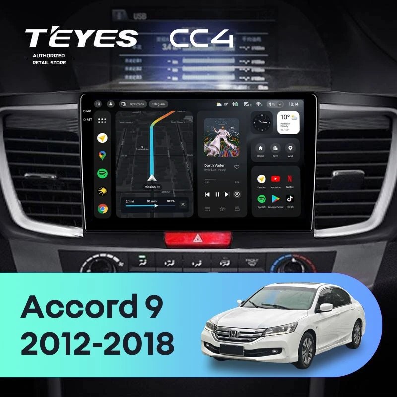 Штатная магнитола Teyes CC4 8/128 Honda Accord 9 CR (2012-2018)
