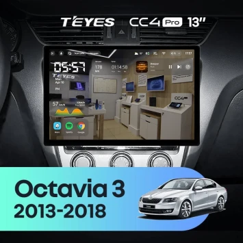 Штатная магнитола Teyes CC4 Pro 12/256 Skoda Octavia 3 A7 (2013-2018) Тип-B (13")