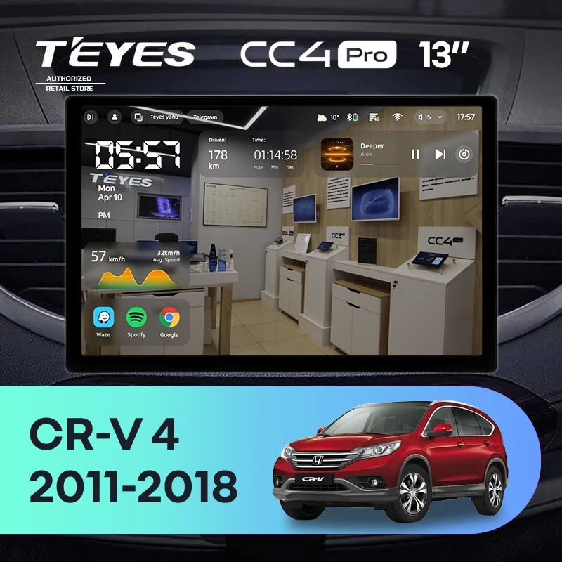 Штатная магнитола Teyes CC4 Pro 8/128 Honda CR-V 4 RM RE (2011-2018) Тип-A (13")