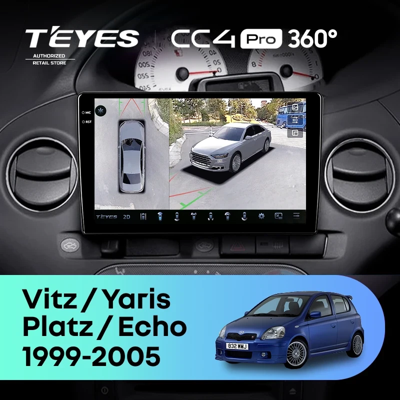 Штатная магнитола Teyes CC4 Pro 360 12/256 Toyota Yaris (1999-2005) F2