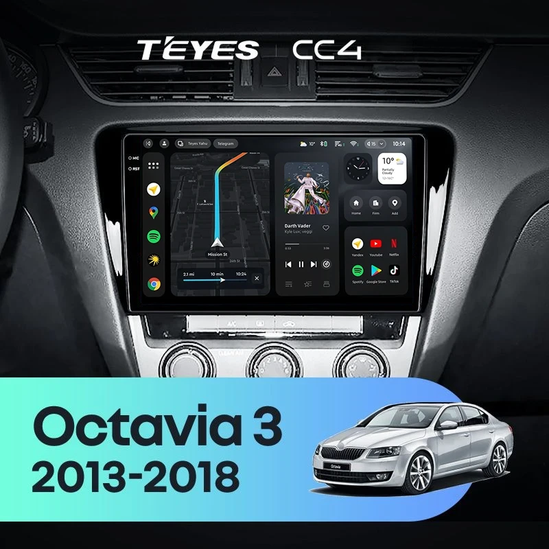 Штатная магнитола Teyes CC4 6/64 Skoda Octavia 3 A7 (2013-2018) Тип-B