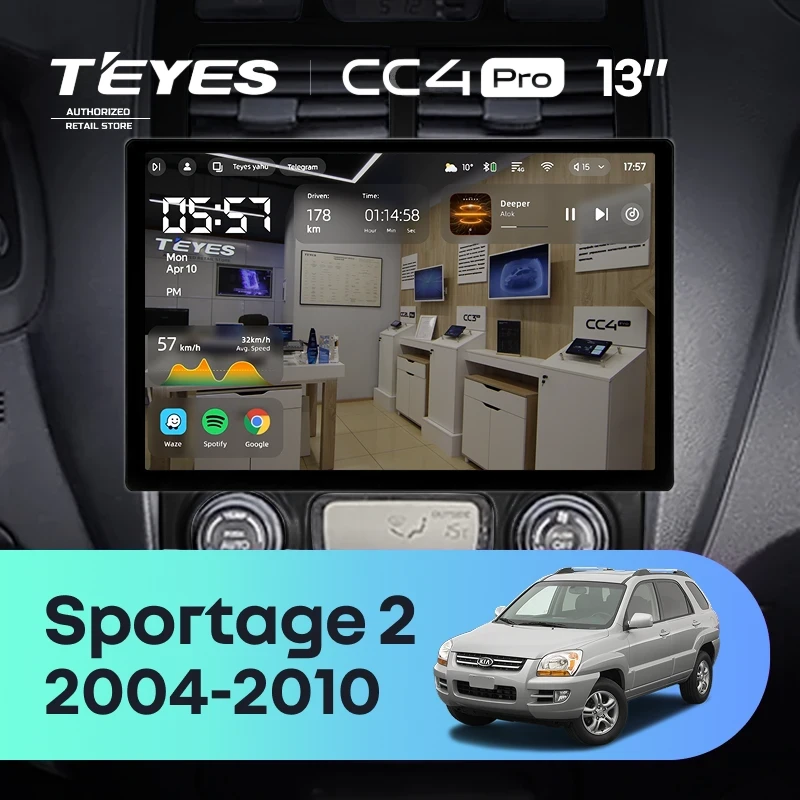 Штатная магнитола Teyes CC4 Pro 12/256 Kia Sportage 2 (2004-2010) F2 (13")