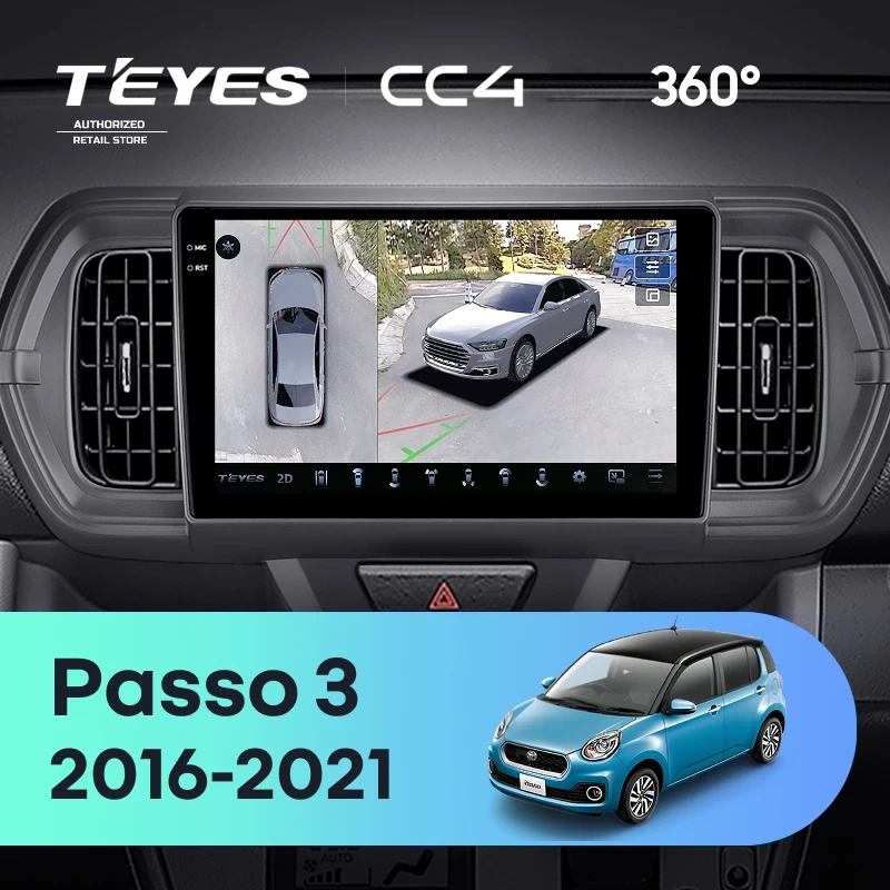 Штатная магнитола Teyes CC4 360 8/128 Toyota Passo 3 (2016-2021) Правый руль