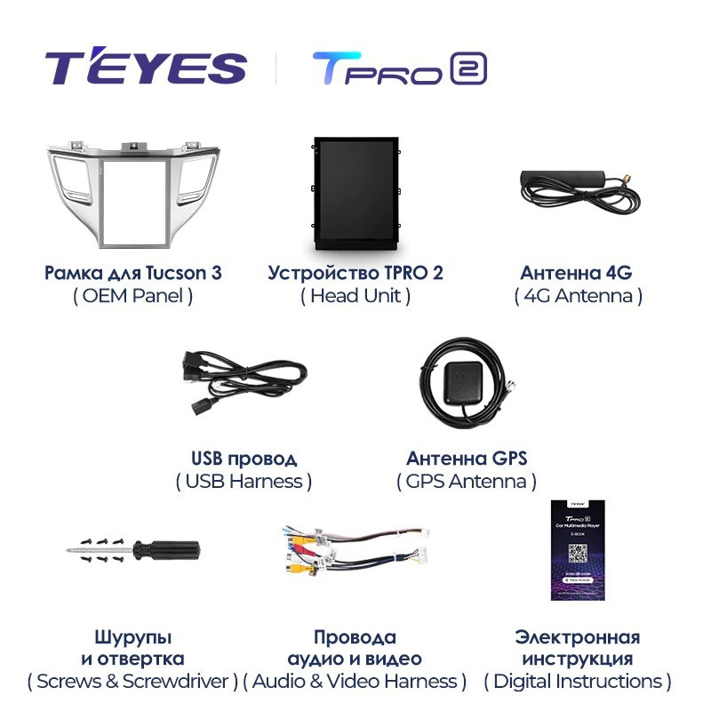 Штатная магнитола Tesla style Teyes TPRO 2 3/32 Hyundai Tucson 3 (2015-2018) Тип-A