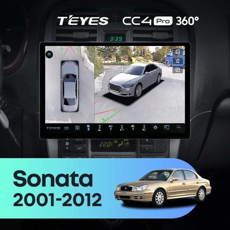 Штатная магнитола Teyes CC4 Pro 360 8/128 Hyundai Sonata EF рестайлинг (2001-2012) (13")