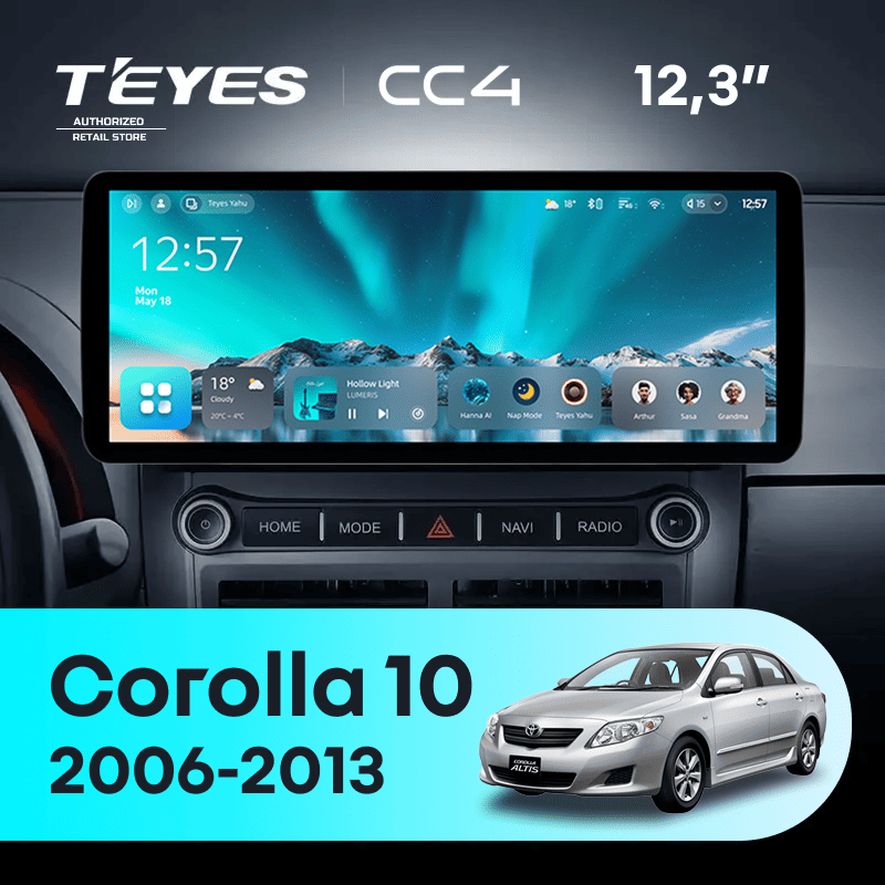 Штатная магнитола Teyes CC4 12.3" 6/64 Toyota Corolla 10 E140 E150 (2006-2013)