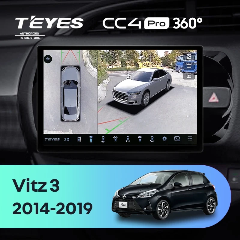 Штатная магнитола Teyes CC4 Pro 360 12/256 Toyota Vitz III XP130 (2014-2019) Правый руль (13")