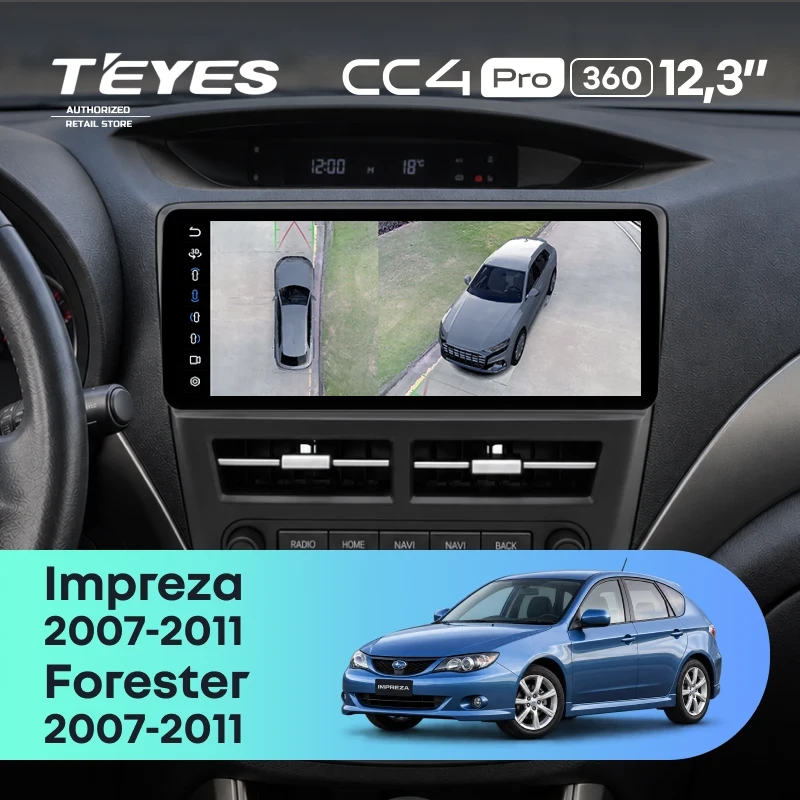 Штатная магнитола Teyes CC4 Pro 12.3" 360 12/256 Subaru Forester 3 SH (2007-2011)