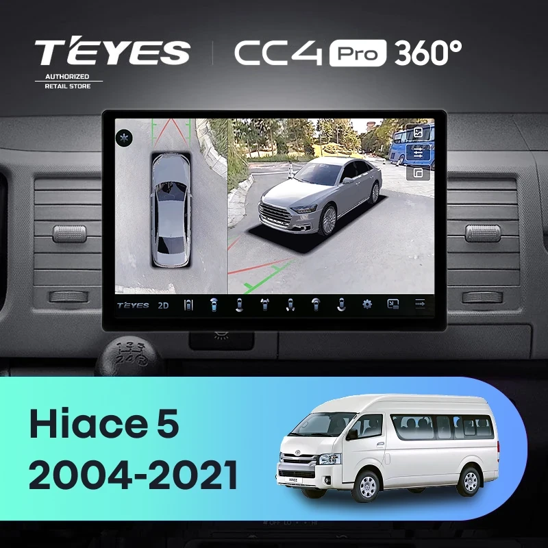 Штатная магнитола Teyes CC4 Pro 360 8/128 Toyota Hiace XH10 H200 (2004-2021) (11")
