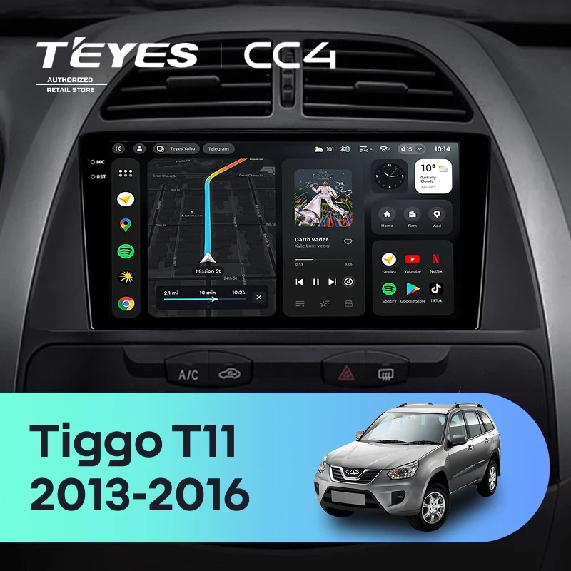 Штатная магнитола Teyes CC4 6/64 Chery Tiggo T11 FL (2013-2016)
