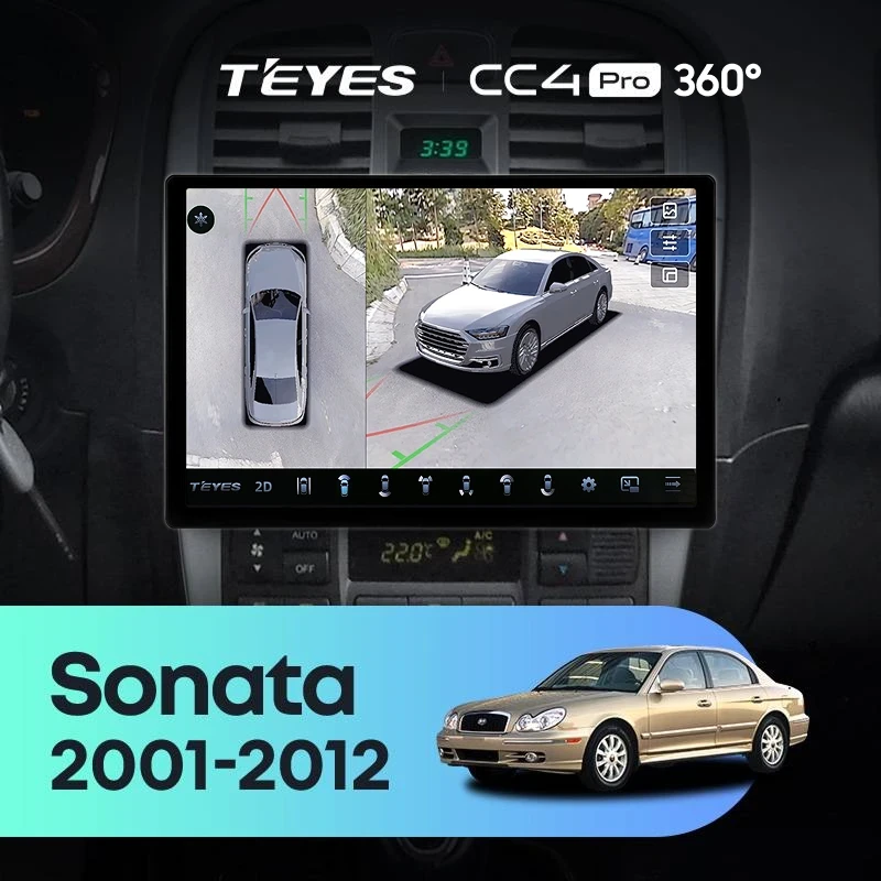 Штатная магнитола Teyes CC4 Pro 360 12/256 Hyundai Sonata EF рестайлинг (2001-2012) (11")