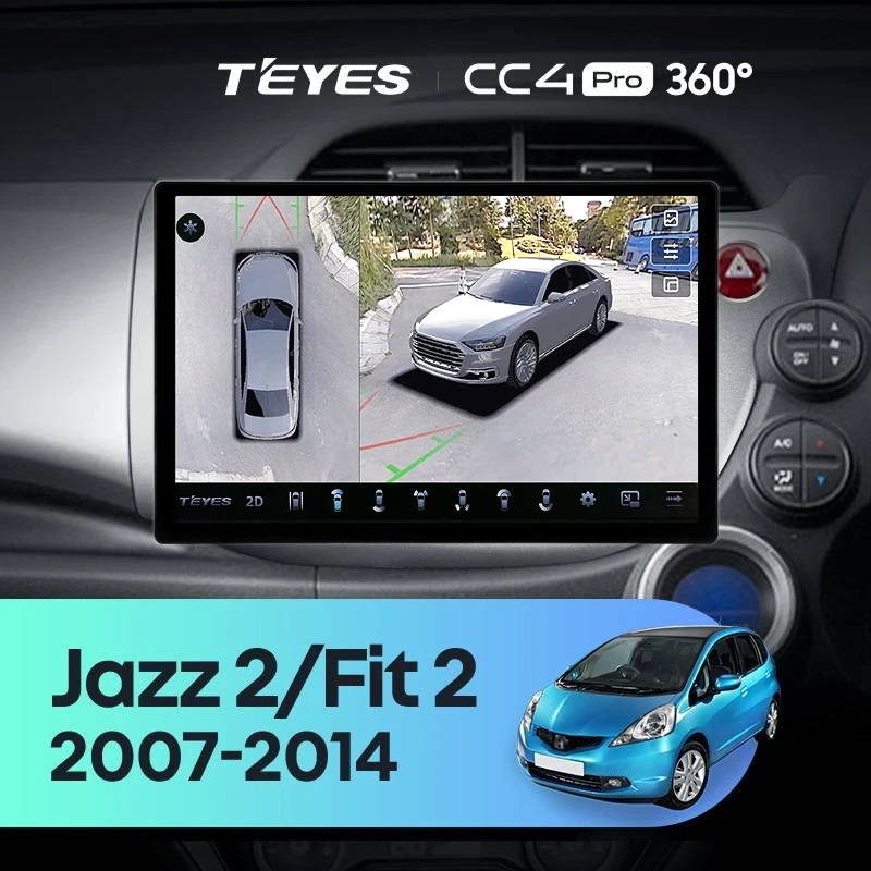 Штатная магнитола Teyes CC4 Pro 360 8/128 Honda Jazz 2 GG (2007-2014) Правый руль (11")