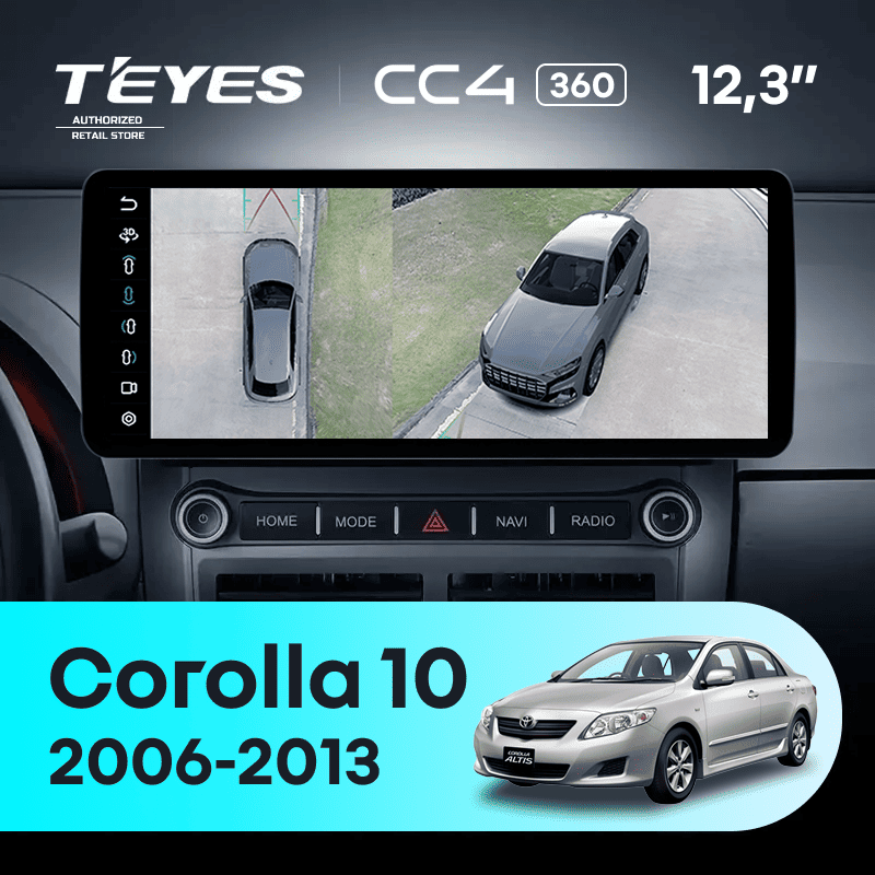 Штатная магнитола Teyes CC4 12.3" 360 6/64 Toyota Corolla 10 E140 E150 (2006-2013)