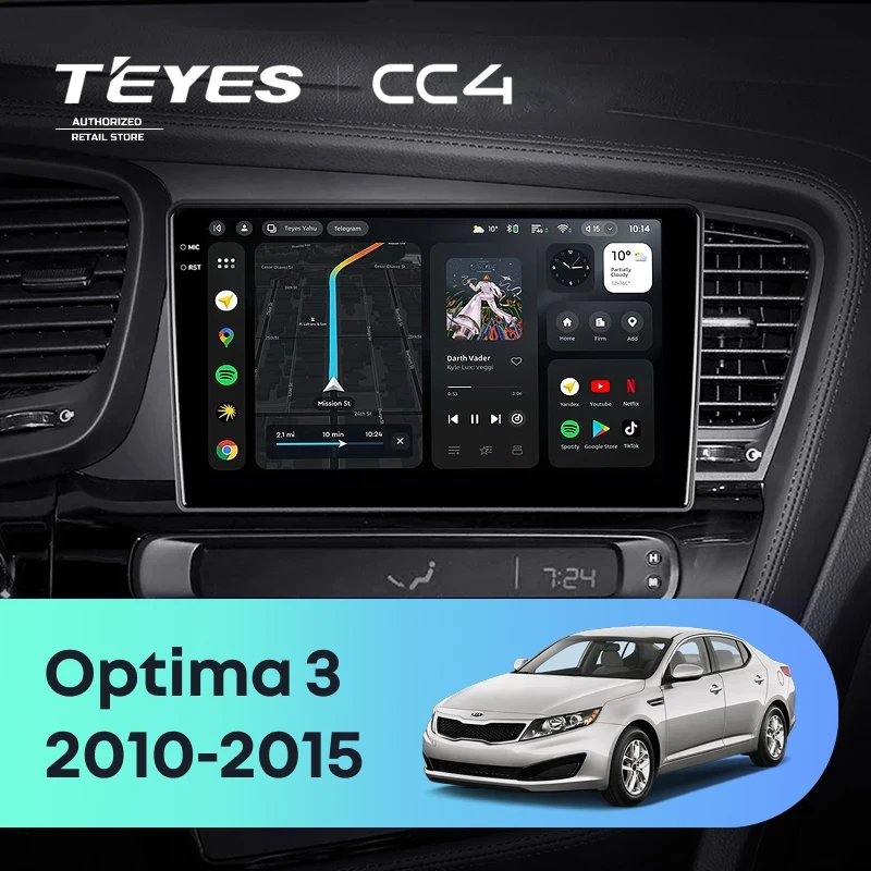 Штатная магнитола Teyes CC4 6/64 Kia Optima 3 TF (2010-2015) F2