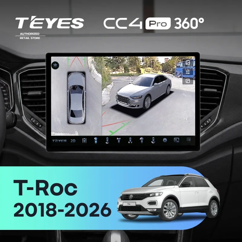 Штатная магнитола Teyes CC4 Pro 360 8/128 Volkswagen T-Roc (2018-2026) China (13")