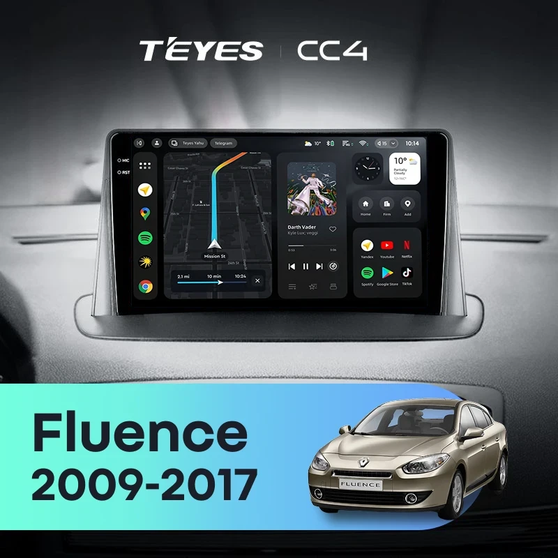 Штатная магнитола Teyes CC4 8/128 Renault Fluence (2009-2017)