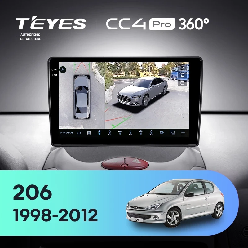 Штатная магнитола Teyes CC4 Pro 360 12/256 Peugeot 206 T13 T16 T12 (1998-2012) F2