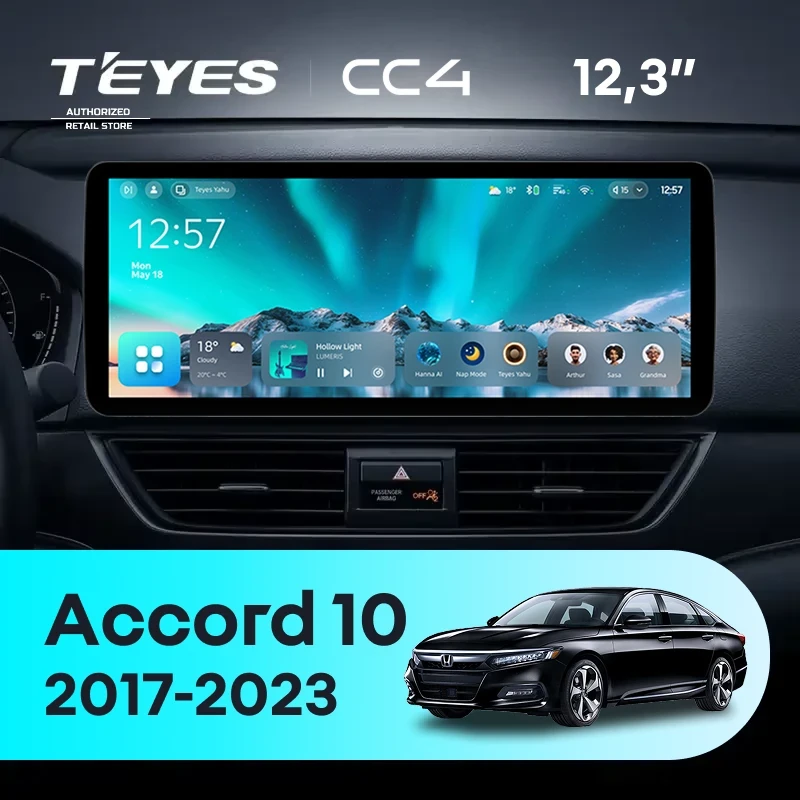 Штатная магнитола Teyes CC4 12.3" 8/128 Honda Accord 10 CV (2017-2023) Тип-B