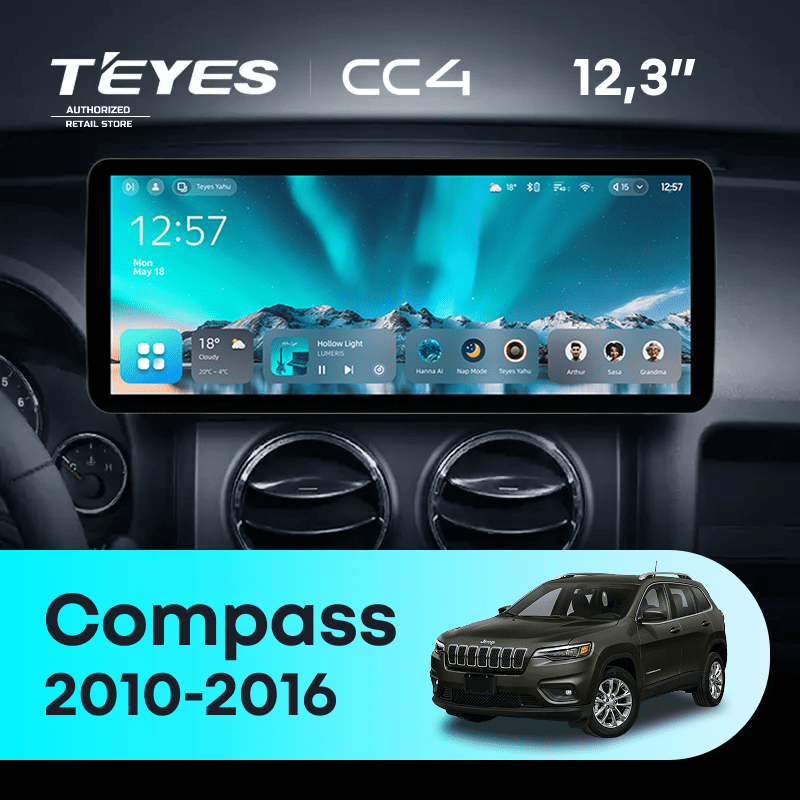 Штатная магнитола Teyes CC4 12.3" 8/128 Jeep Compass MK (2010-2016)
