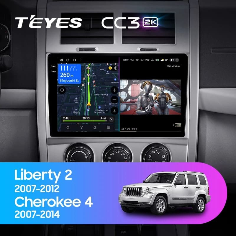 Штатная магнитола Teyes CC3 2K 6/128 Cherokee 4 KK (2007-2014)