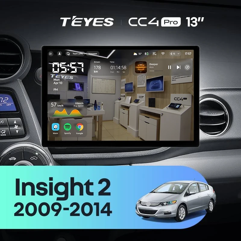Штатная магнитола Teyes CC4 Pro 12/256 Honda Insight 2 LHD (2009-2014) (13")