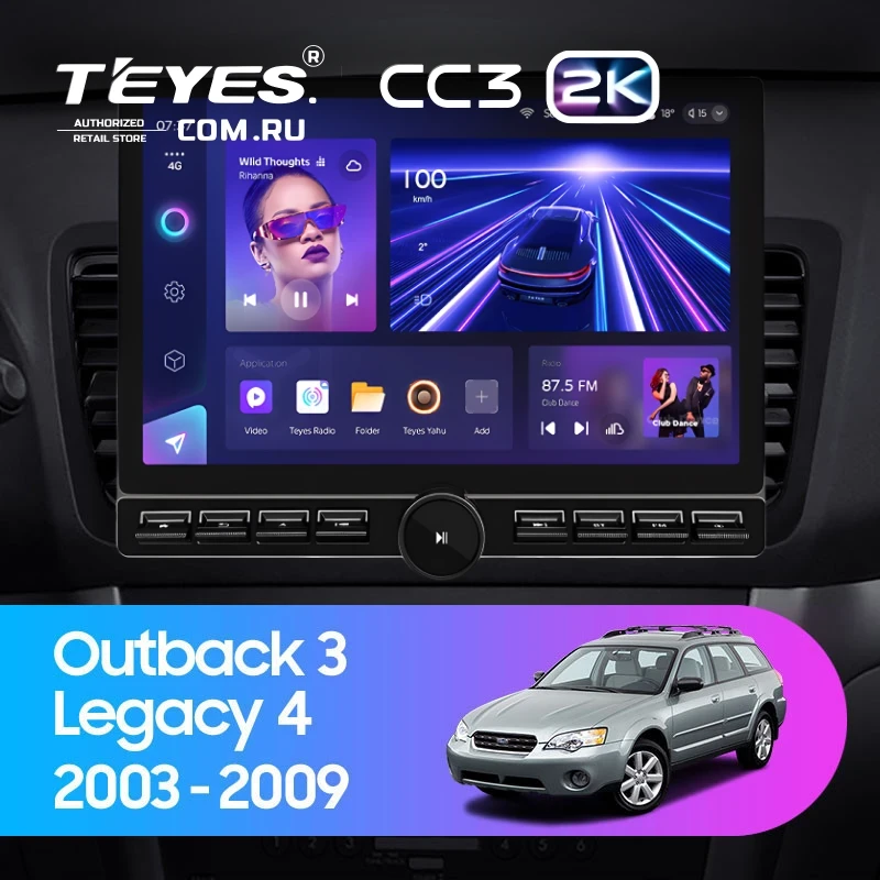 Штатная магнитола Teyes CC3 2K 6/128 Subaru Legacy 4 (2003-2009) (13" с кнопками)