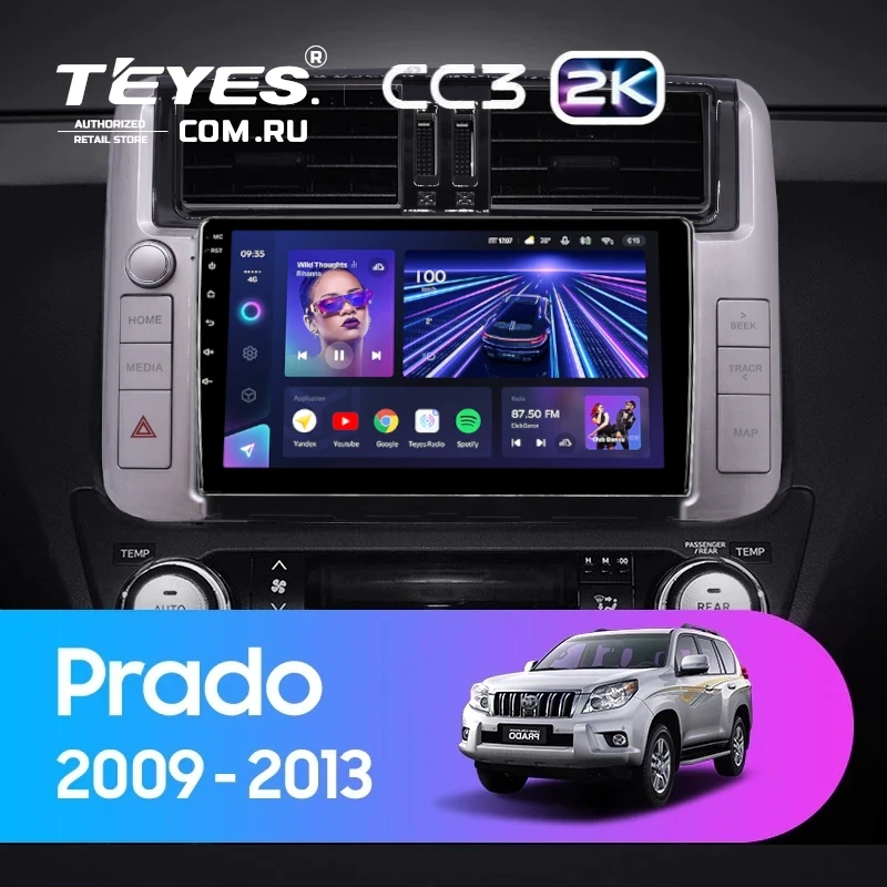 Штатная магнитола Teyes CC3 2K 360 6/128 Toyota Land Cruiser Prado 150 (2009-2013) F2 Тип-C