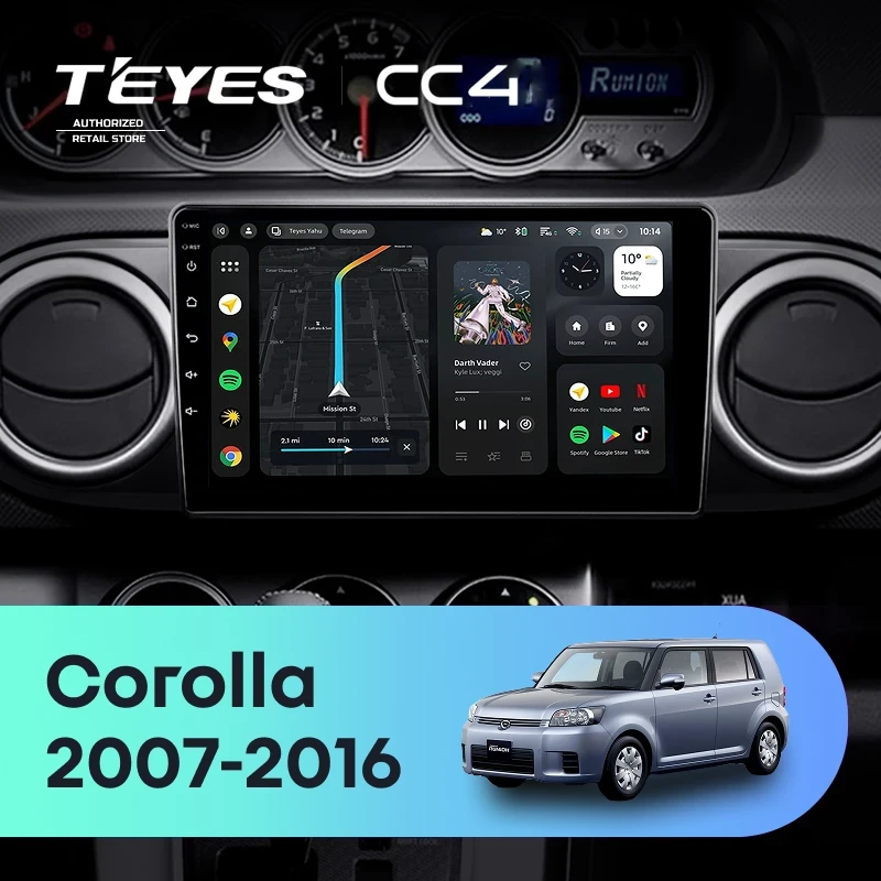 Штатная магнитола Teyes CC4 8/128 Toyota Corolla Rumion E150 (2007-2016)