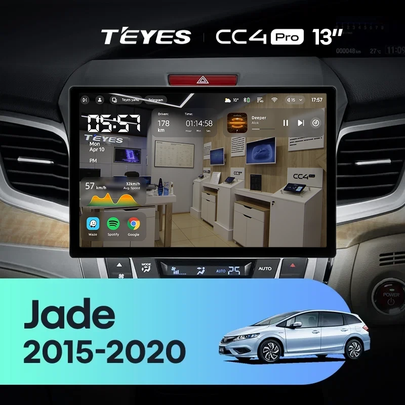 Штатная магнитола Teyes CC4 Pro 12/256 Honda Jade (2015-2020) Правый руль (13")