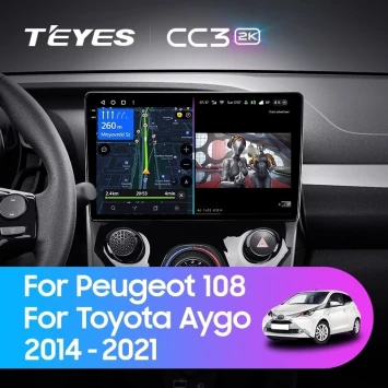 Штатная магнитола Teyes CC3 2K 4/64 Peugeot 108 (2014-2021) F1
