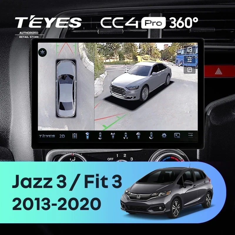 Штатная магнитола Teyes CC4 Pro 360 12/256 Honda Fit 3 GP GK (2013-2020) Тип-A Правый руль (13")
