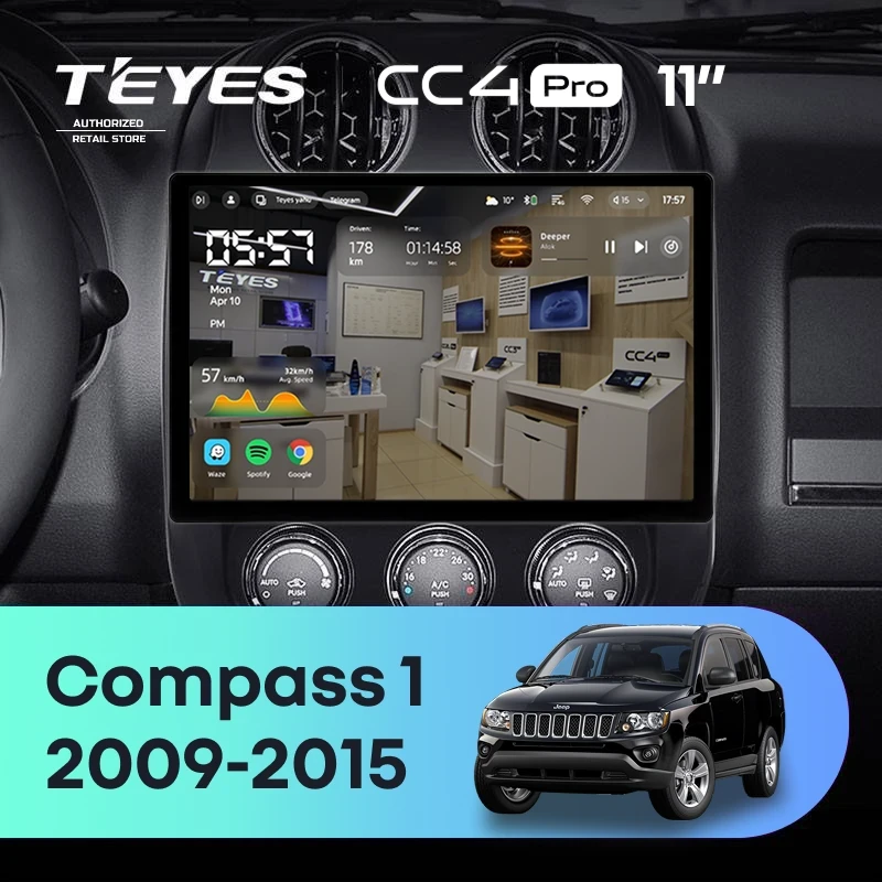 Штатная магнитола Teyes CC4 Pro 12/256 Jeep Compass 1 MK (2009-2015) (11")