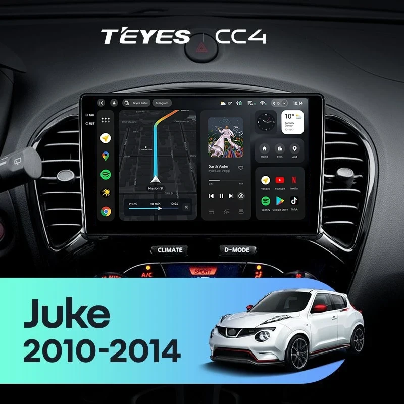 Штатная магнитола Teyes CC4 8/128 Nissan Juke (2010-2014) Тип-B