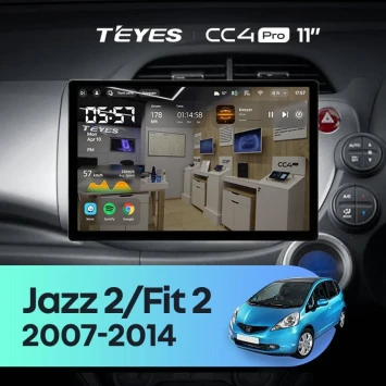 Штатная магнитола Teyes CC4 Pro 8/128 Honda Fit GE GP GE (2007-2014) Правый руль (11")