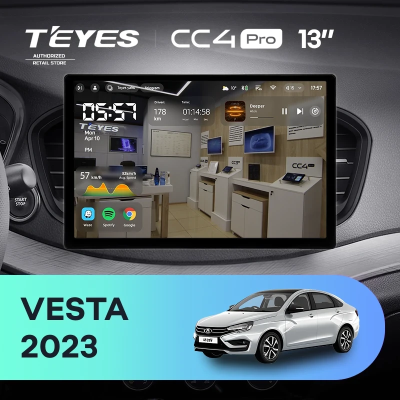 Штатная магнитола Teyes CC4 Pro 8/128 Lada Vesta (2023-2026) F2 Тип-A (13")