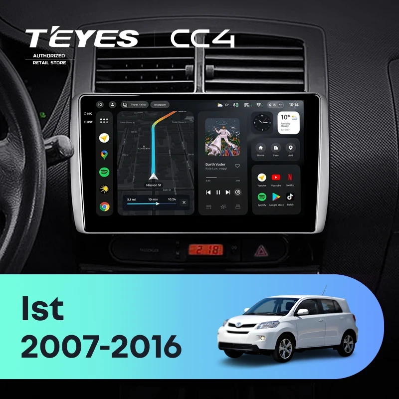 Штатная магнитола Teyes CC4 6/64 Toyota Ist XP110 (2007-2016)