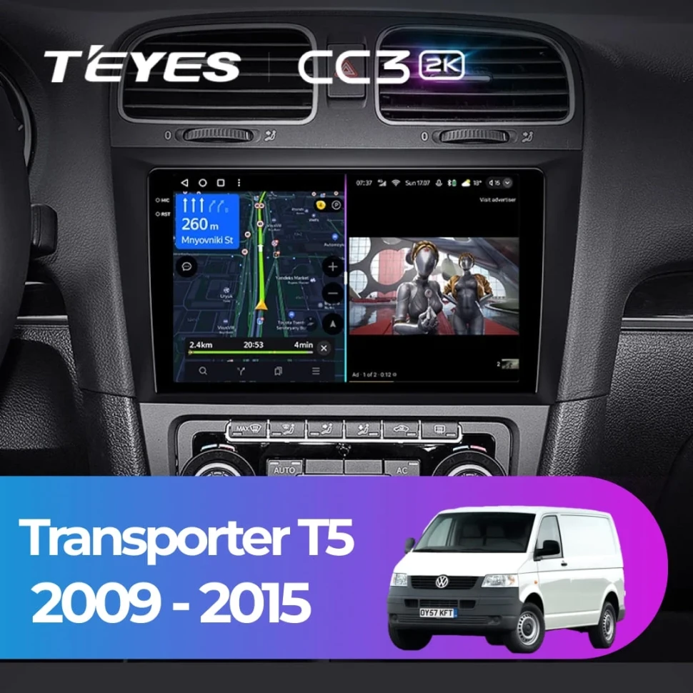 Штатная магнитола Teyes CC3 2K 4/32 Volkswagen Transporter (T5) (2009-2015)