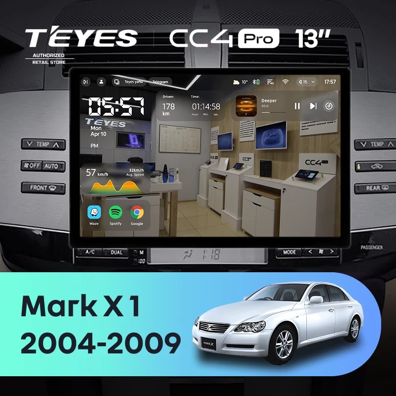 Штатная магнитола Teyes CC4 Pro 12/256 Toyota Mark X 1 X120 (2004-2009) (13")