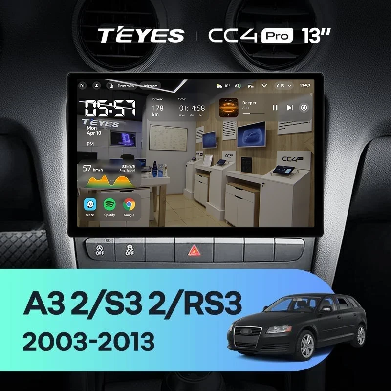 Штатная магнитола Teyes CC4 Pro 12/256 Audi A3 2 8P (2003-2013) (13")