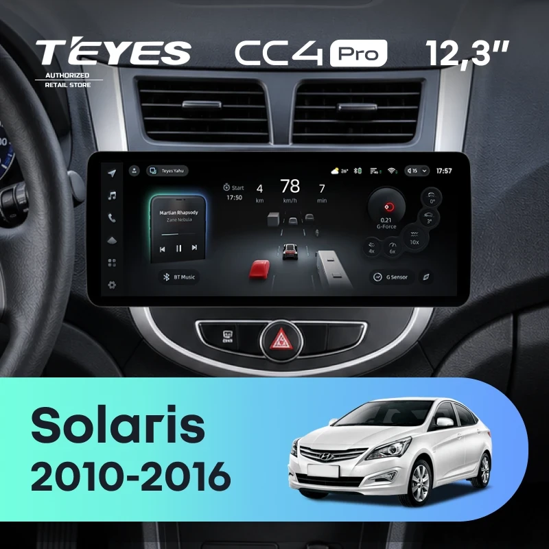 Штатная магнитола Teyes CC4 Pro 12.3" 8/128 Hyundai Solaris 1 (2010-2016) F3