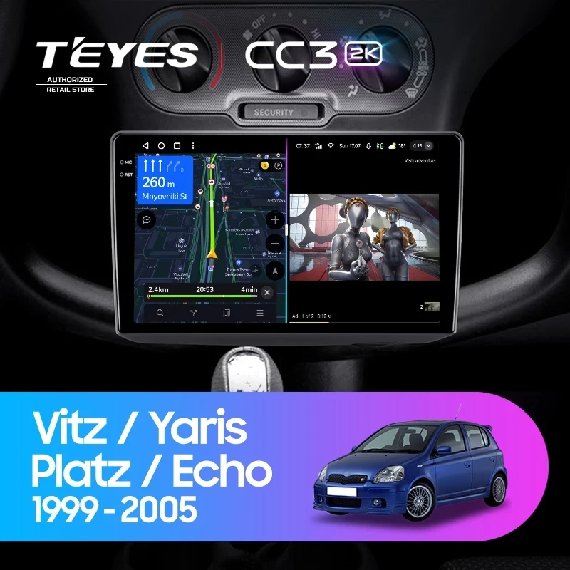 Штатная магнитола Teyes CC3 2K 6/128 Toyota Echo (1999-2005) F1